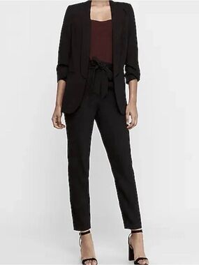 Express Black Paperbag Tie Ankle Pants
